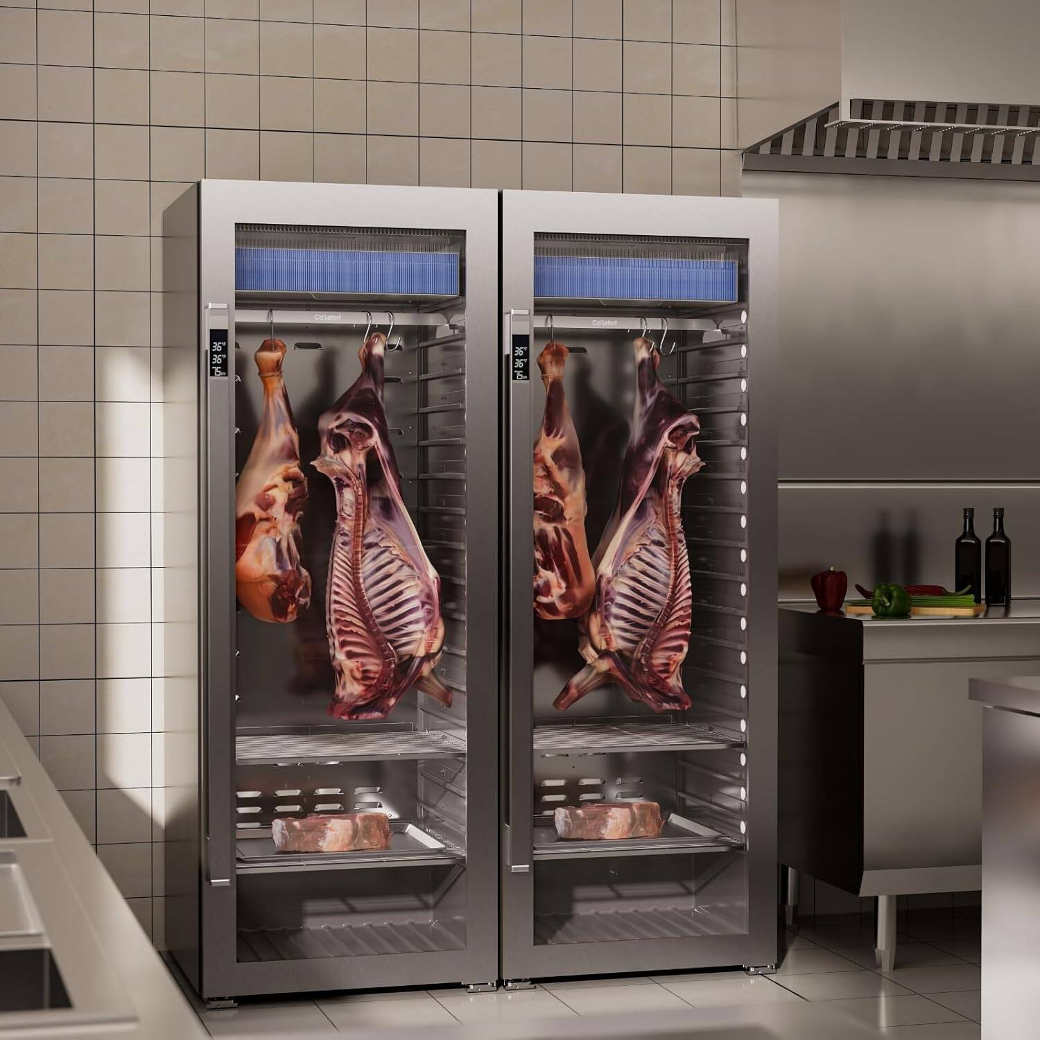 Alt View 3. Ca'Lefort - Dry Age Fridge for Steaks, Dry Aging Fridge for Meat, Ribeye, Lamb & Ham, Holds 342 lb, (21.89 cu.ft) - Silver.