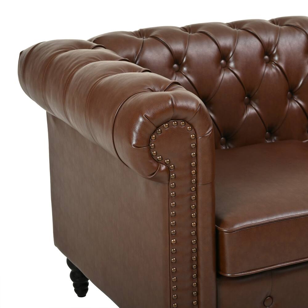 Alt View 10. Loheer - Loheer 85 Inch L-Shaped Sectional Sofa PU Leather Couch 4-Seater - Black.