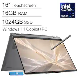 Lenovo - Yoga 7i 2-in-1 - Copilot+ PC - 16" FHD+ Touchscreen Laptop - Intel Core Ultra7 256V 2024 - Yoga Pen - 16GB RAM - 1TB SSD - Yoga Pen - Luna Grey