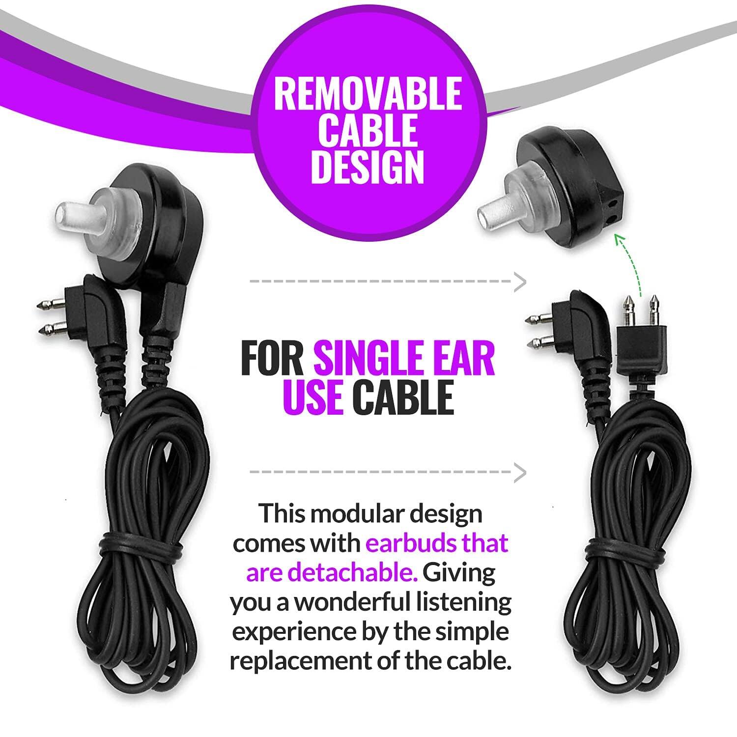 **REMOVABLE CABLE DESIGN**

**FOR SINGLE EAR USE CABLE**

This modular design comes with earbuds that are detachable. Giving you a wonderful listening experience by the simple replacement of the cable.