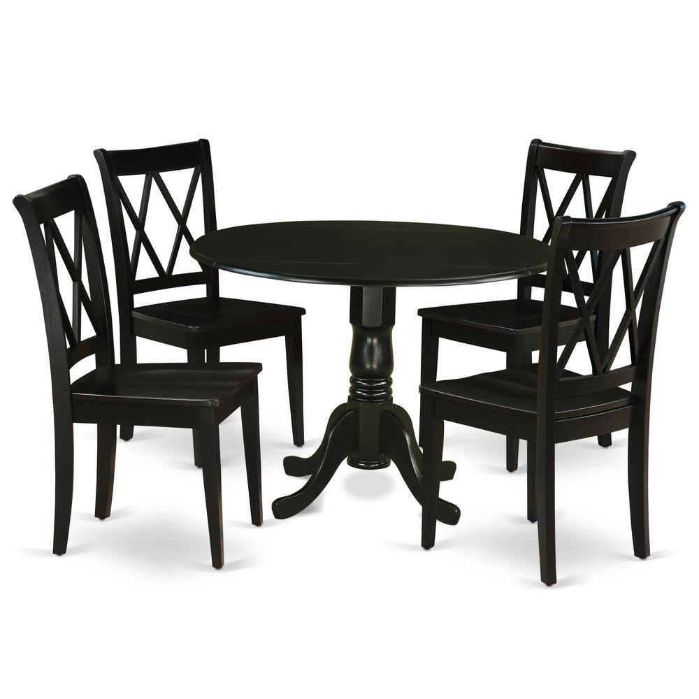 Back. East West Furniture - Dining Room Set Black - Brown.