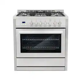 COSMO - 36 in. Stellar Collection 3.8 cu. ft. Dual Fuel Range, 5 Sealed Burners, 8 Function Convection Oven - Stainless Steel