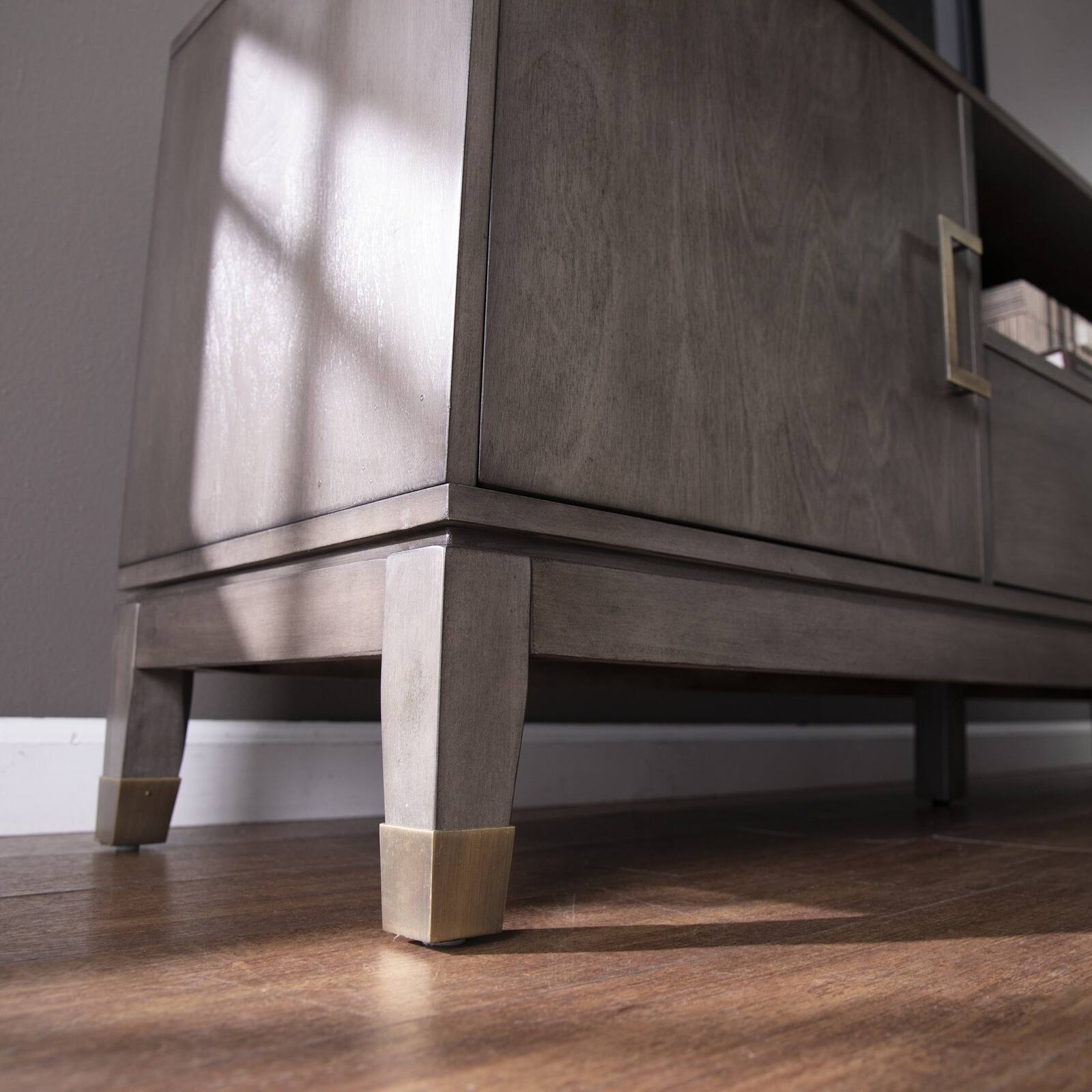 Back. Spaco - Spaco TV Stand for TVs Up to 65 Inch, Media Console with Storage Cabinets, Drawer,Cord Management for Living Gaming Room - Gray Wash.