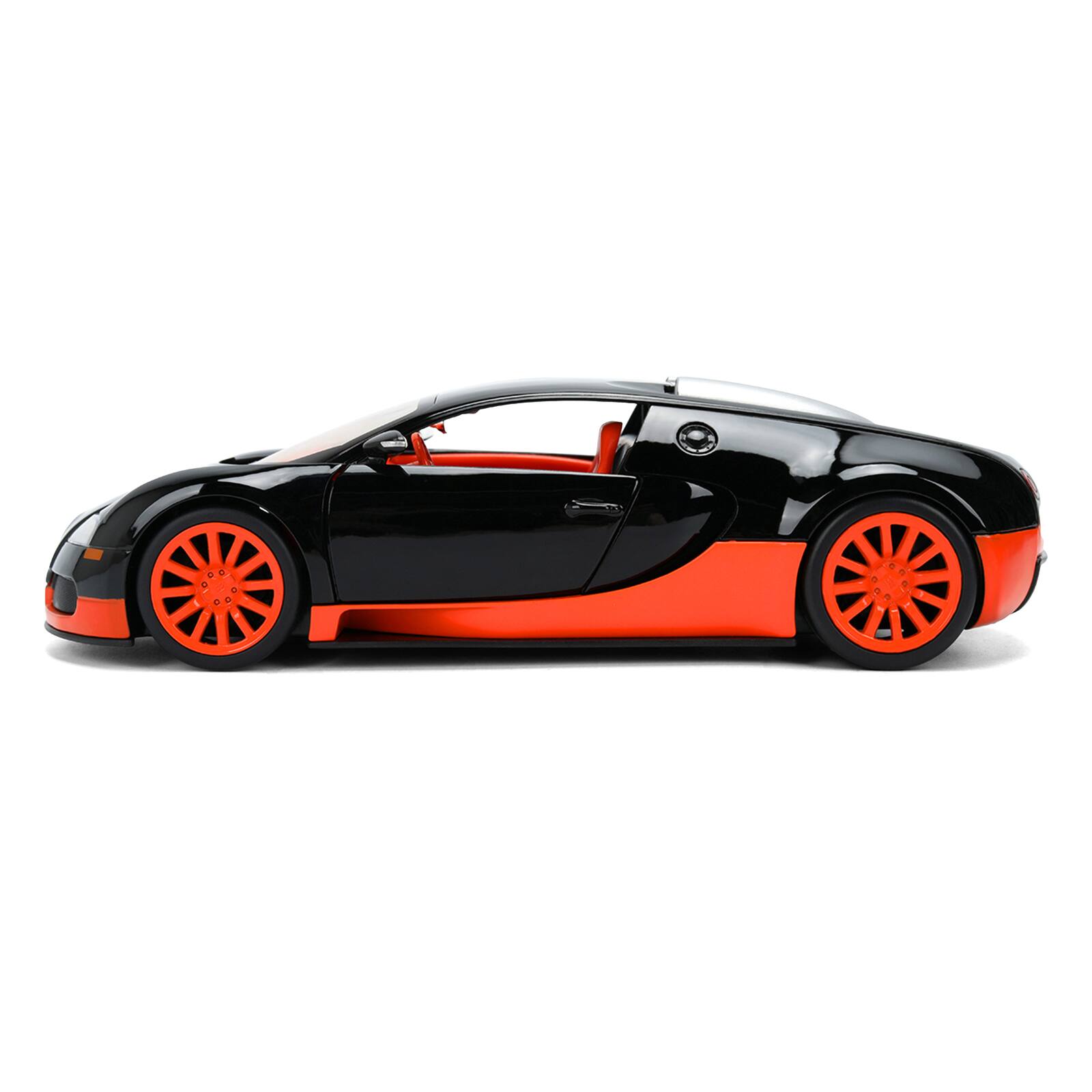 Alt View 2. Jada - 2011 Bugatti Veyron Black with Orange Accents and Orange Interior "Hyper-Spec" Series 1/24 Diecast Model Car by Jada.