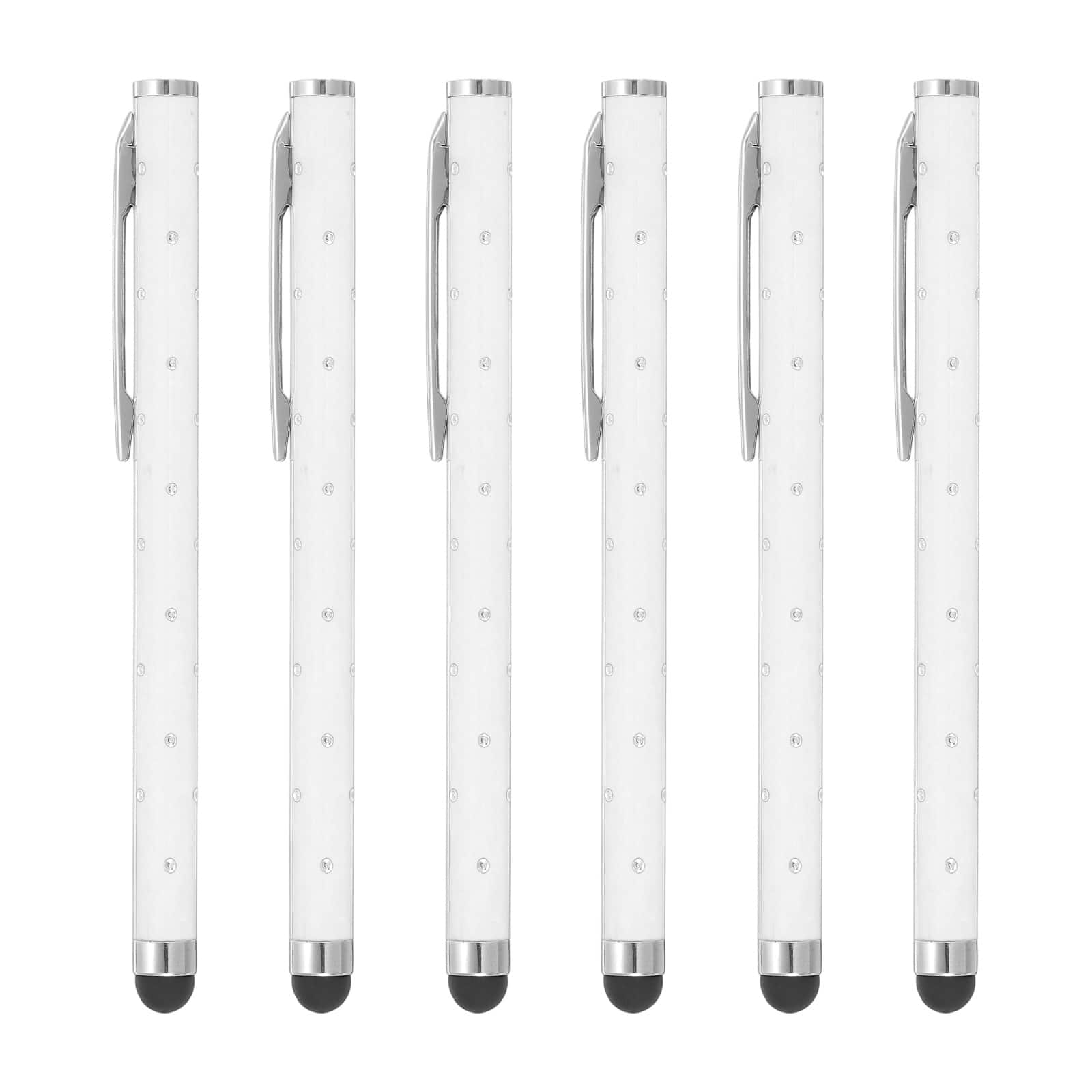 Unique Bargains - Stylus Pens for Touch Screens, 6pcs High Precision Universal Bling Metal Capacitive Pen for Touch Screen Devices Phone - White