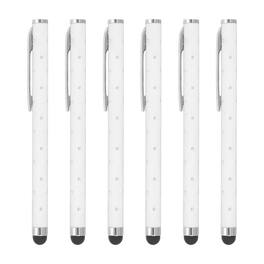 Unique Bargains - Stylus Pens for Touch Screens, 6pcs High Precision Universal Bling Metal Capacitive Pen for Touch Screen Devices Phone - White