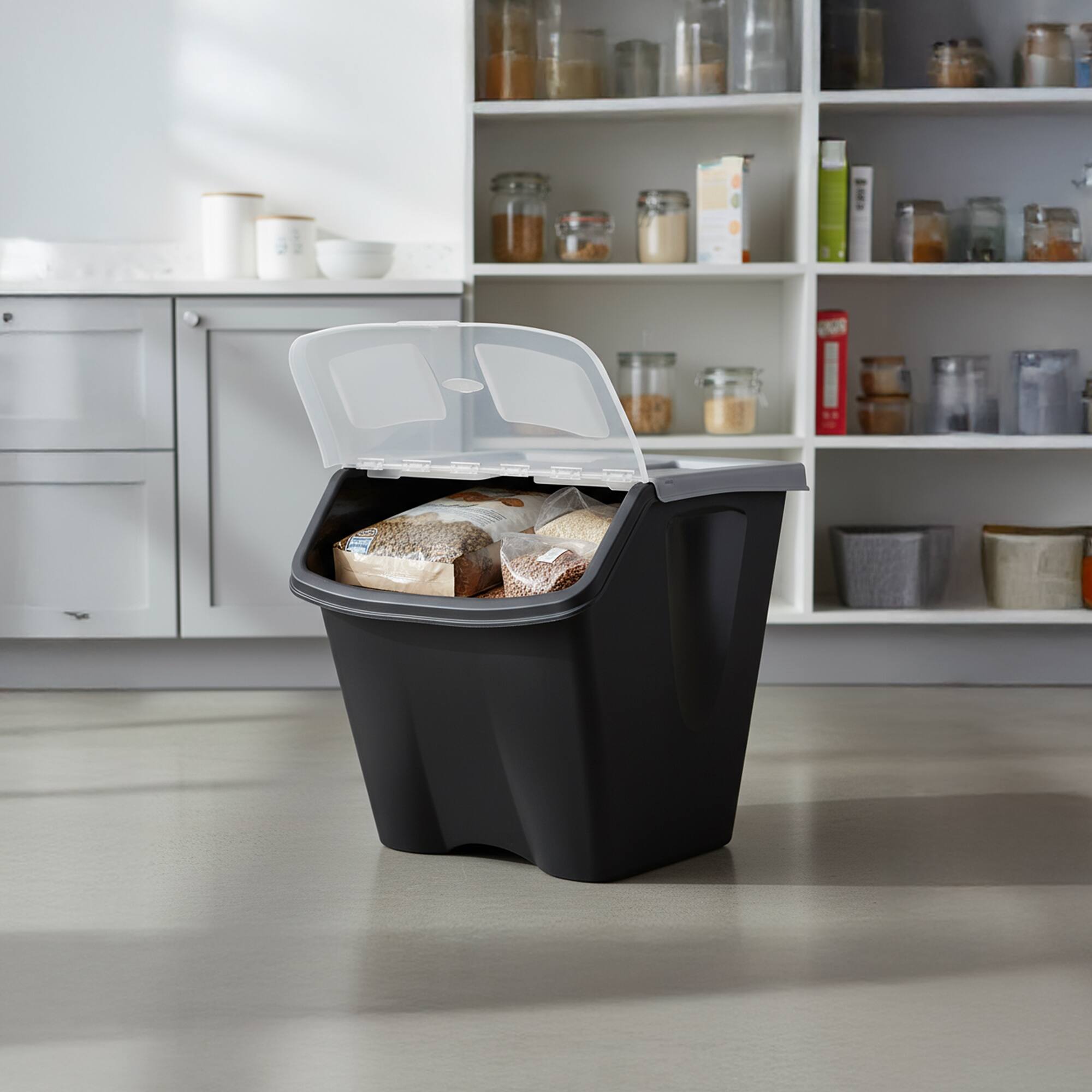 Alt View 2. Redmon - Redmon 10 Gallon Stackable Shutter Bin with Flip Lid Plastic Storage, Black - Charcoal.