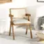 Alt View 2. Costway - Set of 4 Rattan Accent Chairs Leathaire Dining Chairs Modern Living Room Chairs - White + Natural.