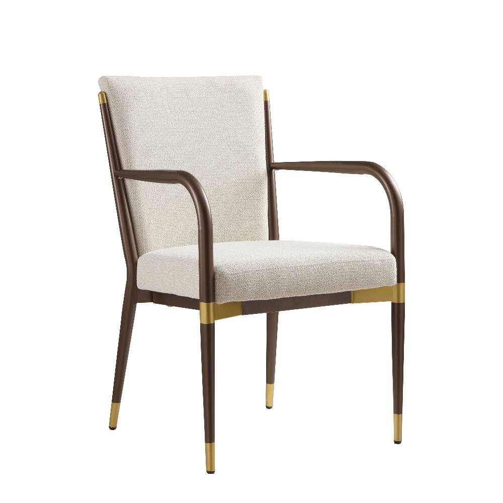 Back. Loheer - Loheer Modern Dining Arm Chairs Set of 2 Upholstered Iron Frame - White.