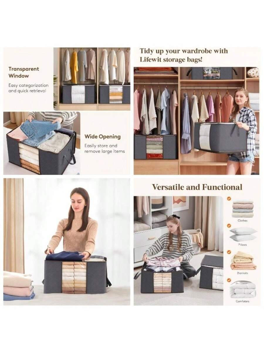 Tidy up your wardrobe with Lifewit storage bags!

Transparent Window
Easy categorization and quick retrieval

Wide Opening
Easily store and remove large items

Versatile and Functional
- Clothes
- Pillows
- Blankets
- Comforters