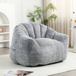 GOODSILO - Bean Bag Sofa Chair with Armrests - Stuffed High-Density Foam, Lazy Comfy Chair for Adults & Kids - Dark Gray