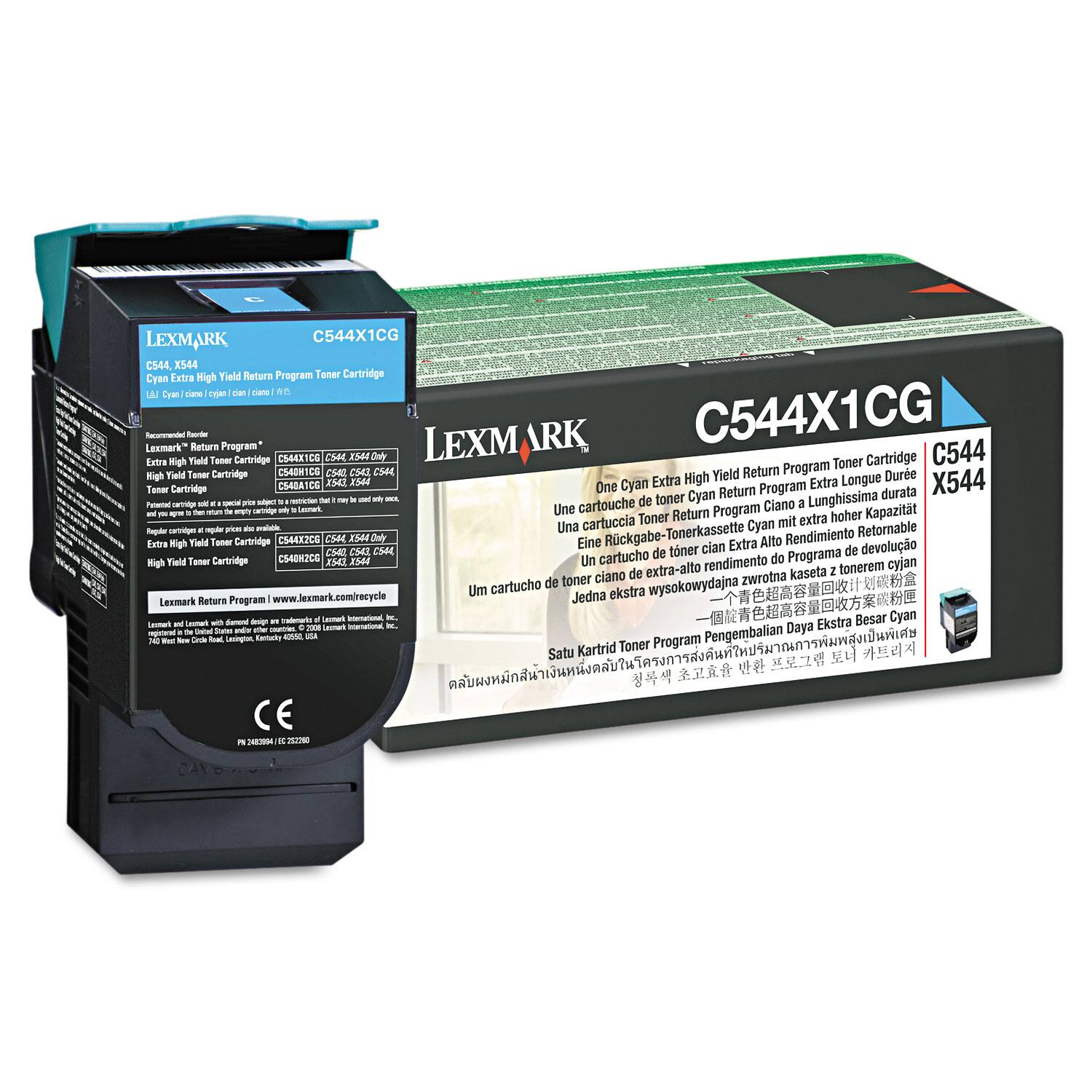 LEXMARK C544X1CG  
C544X544  
Cyan Extra High Yield Return Program Toner Cartridge  

Lexmark Return Program  
www.lexmark.com/recycle  

C544X1CG  
C544  
X544  

One Cyan Extra High Yield Return Program Toner Cartridge  

Lexmark Return Program  
www.lexmark.com/recycle  

C544X1CG  
C544  
X544  

Lexmark Return Program  
www.lexmark.com/recycle  

C544X1CG  
C544  
X544  

Lexmark Return Program  
www.lexmark.com/recycle