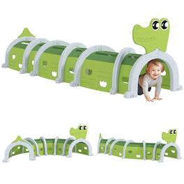 Qaba - Crocodile Tunnel, Toddler Tunnel for Kids Crawl and Climb Through, Kids' Play Structure Indoor Outdoor, 6 Sections