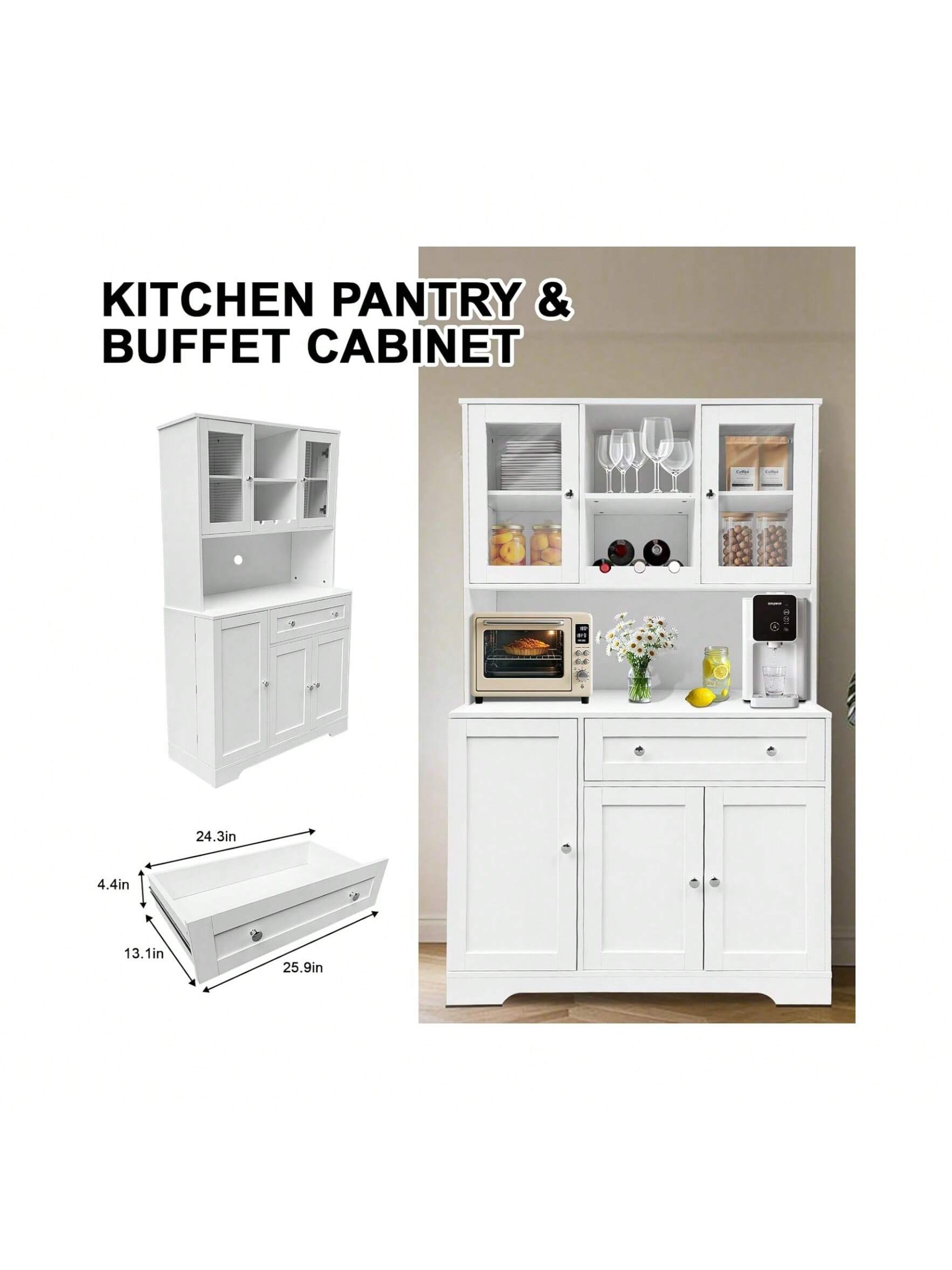KITCHEN PANTRY & BUFFET CABINET

24.3in x 4.4in x 13.1in x 25.9in