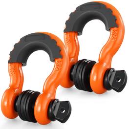 VEVOR - 3/4" D-Ring Shackle, 2 Pack Alloy Steel Shackles 62832 lbs (28.5 Ton) Break Strength with 7/8" Screw Pin - Orange,black