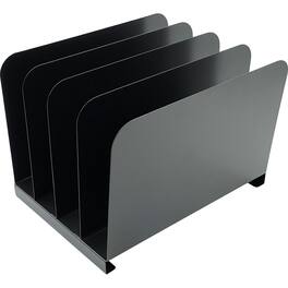 Huron - Vertical Desk Organizer 4 Compartment Vertical 7.75" x 11" x 11" Durable Steel - Black