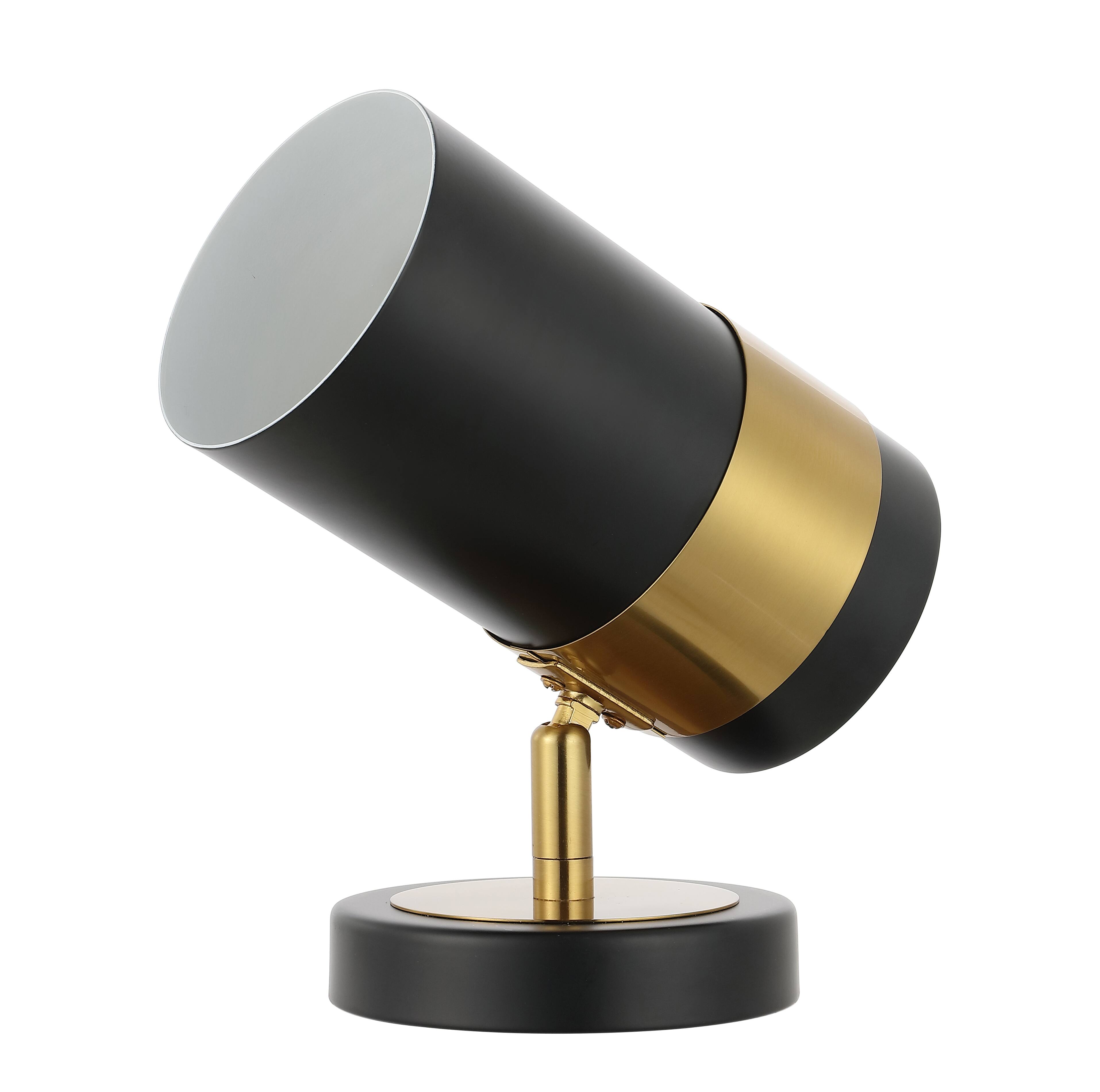 Alt View 6. Jonathan Y - Astra 9.25" Modern Industrial Adjustable Metal LED Floor Uplight Spotlight, Black/Brass Gold - Black/Brass Gold.