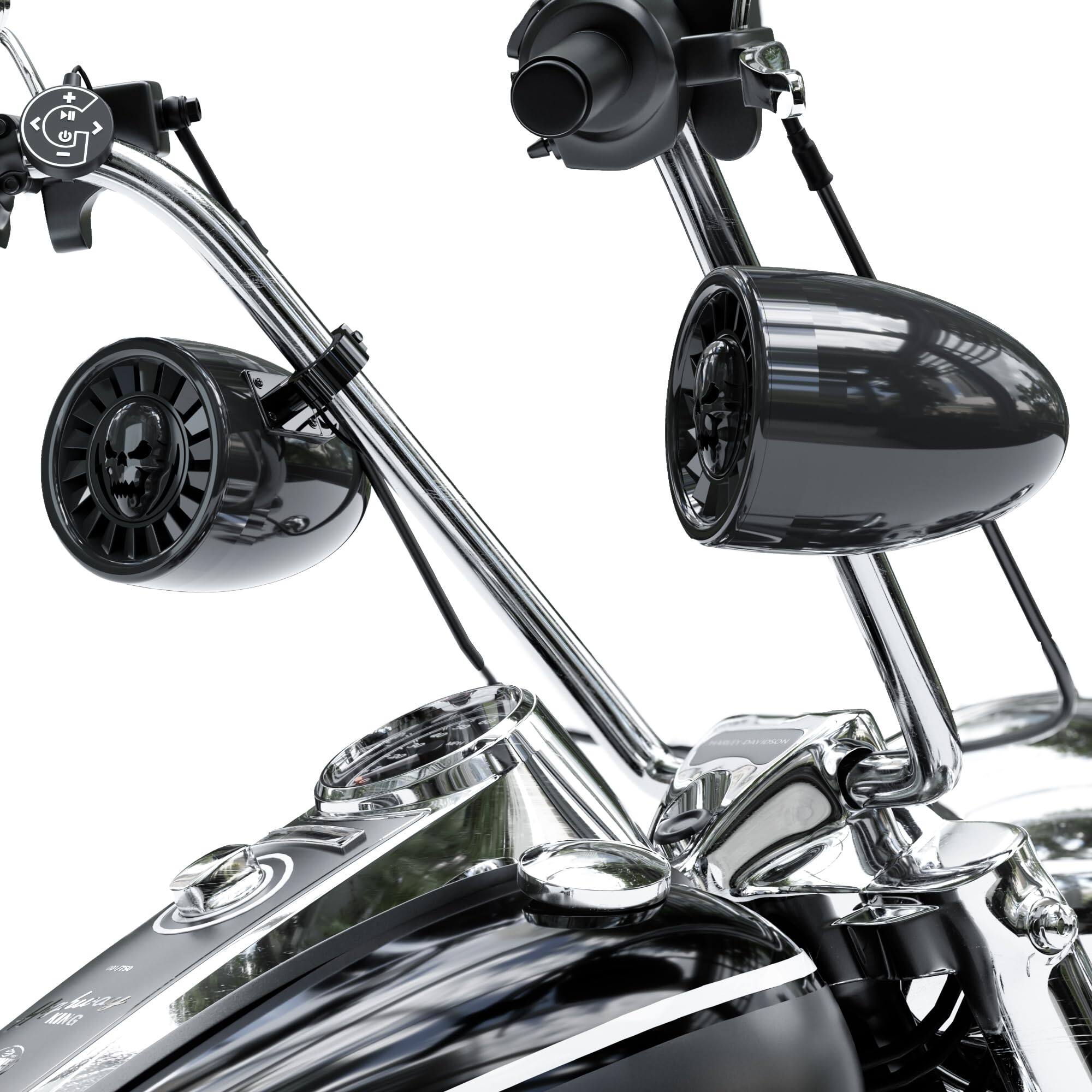 Front. GoHawk - Bluetooth Motorcycle Speakers | 5" Waterproof Stereo System w/ Amplifier & USB | AS5‑X Black - Black.