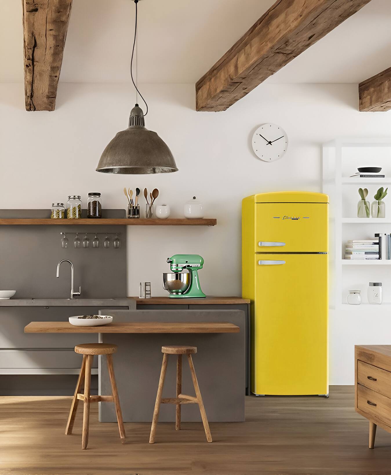 Alt View 10. Unique Appliances - 21 in. Wide Classic Retro 7.5cu.ft Compact Top Freezer Refrigerator - Canary Yellow.