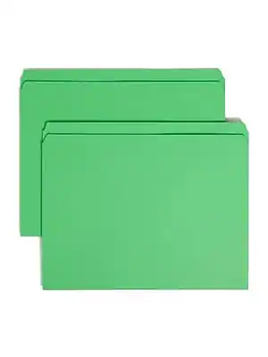 Front. Smead - Smead Heavy Duty Reinforced File Folder, Straight Cut, Letter Size, Green, 100/Box (12110) - Green.