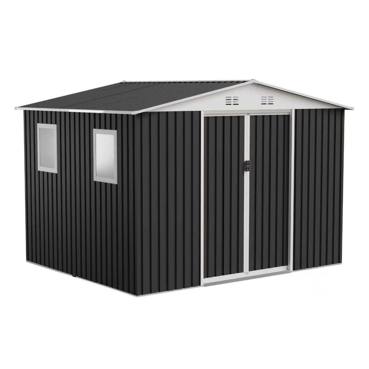 Back. Loheer - Loheer 10x8 Metal Shed Outdoor Storage Shed with Sliding Doors and Windows.