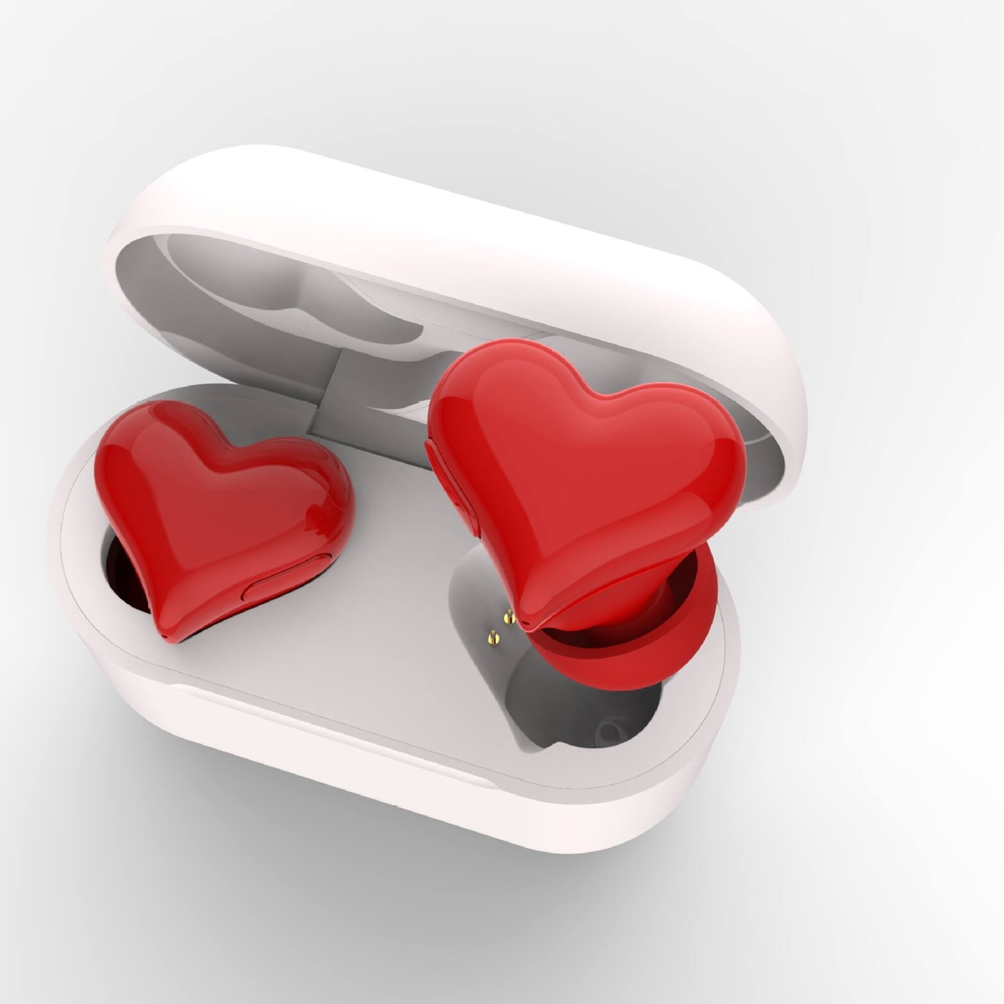 Front. YONWAY - Heart Shaped In-Ear Wireless Bluetooth Earbuds, Stereo Sound Noise Canceling Earphones with Charging Case for Girls.