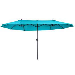 Outsunny - Patio Umbrella 15ft Double-Sided Outdoor Market Extra Large Umbrella with Crank Handle for Deck, Lawn - Light Blue