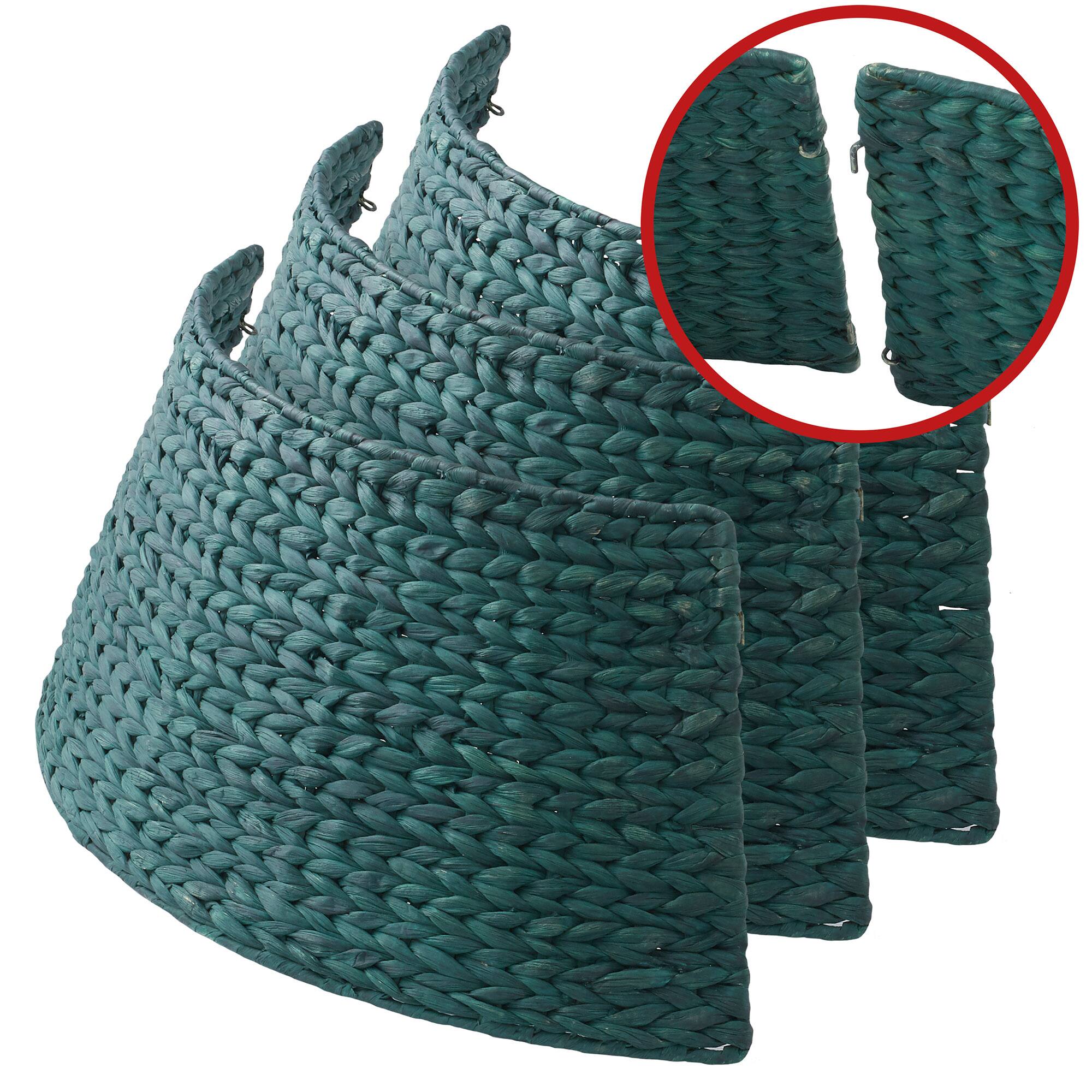 Alt View 4. Casafield - Water Hyacinth Christmas Tree Collar with Cord Cut Out - Green.