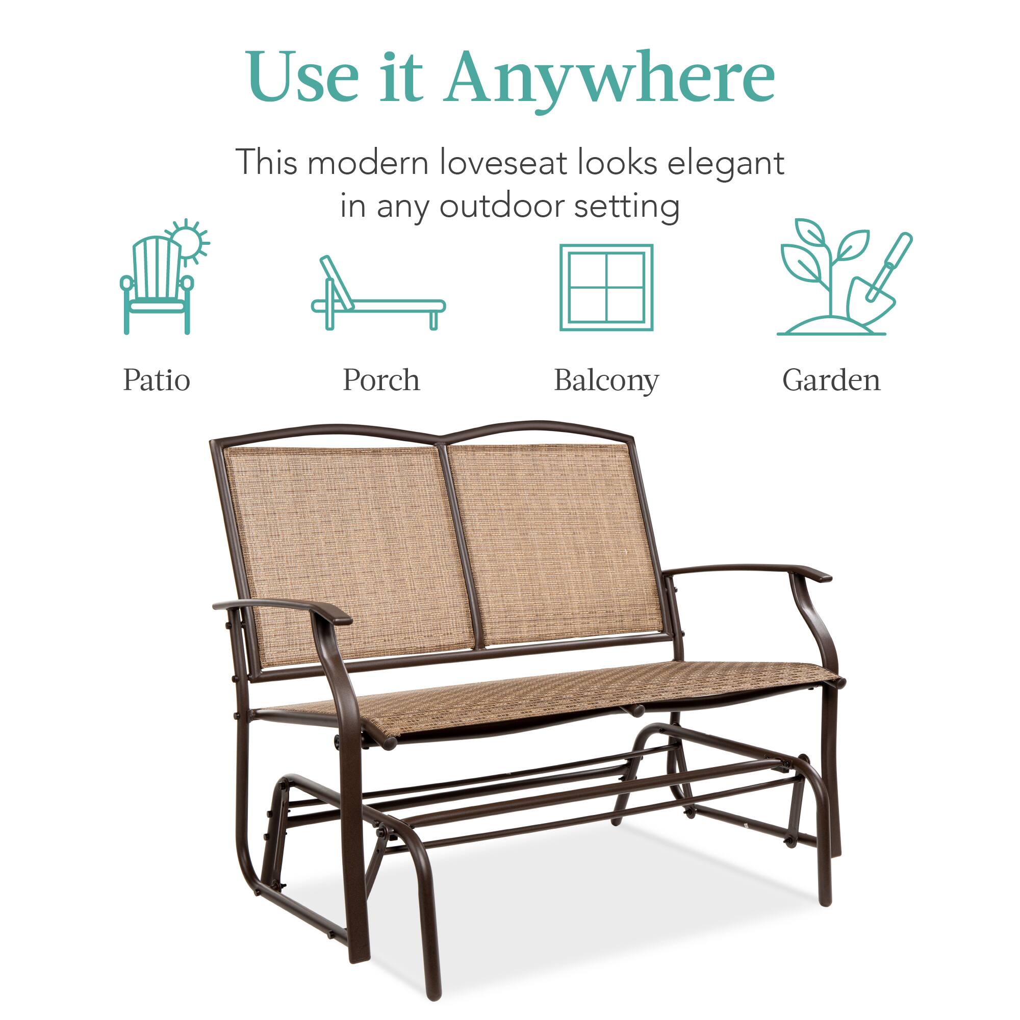 Use it Anywhere

This modern loveseat looks elegant in any outdoor setting

- Patio
- Porch
- Balcony
- Garden