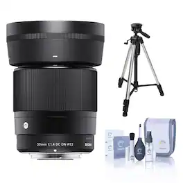 Bundle - Sigma - 30mm f/1.4 DC DN Contemporary Lens for Sony E with Tripod