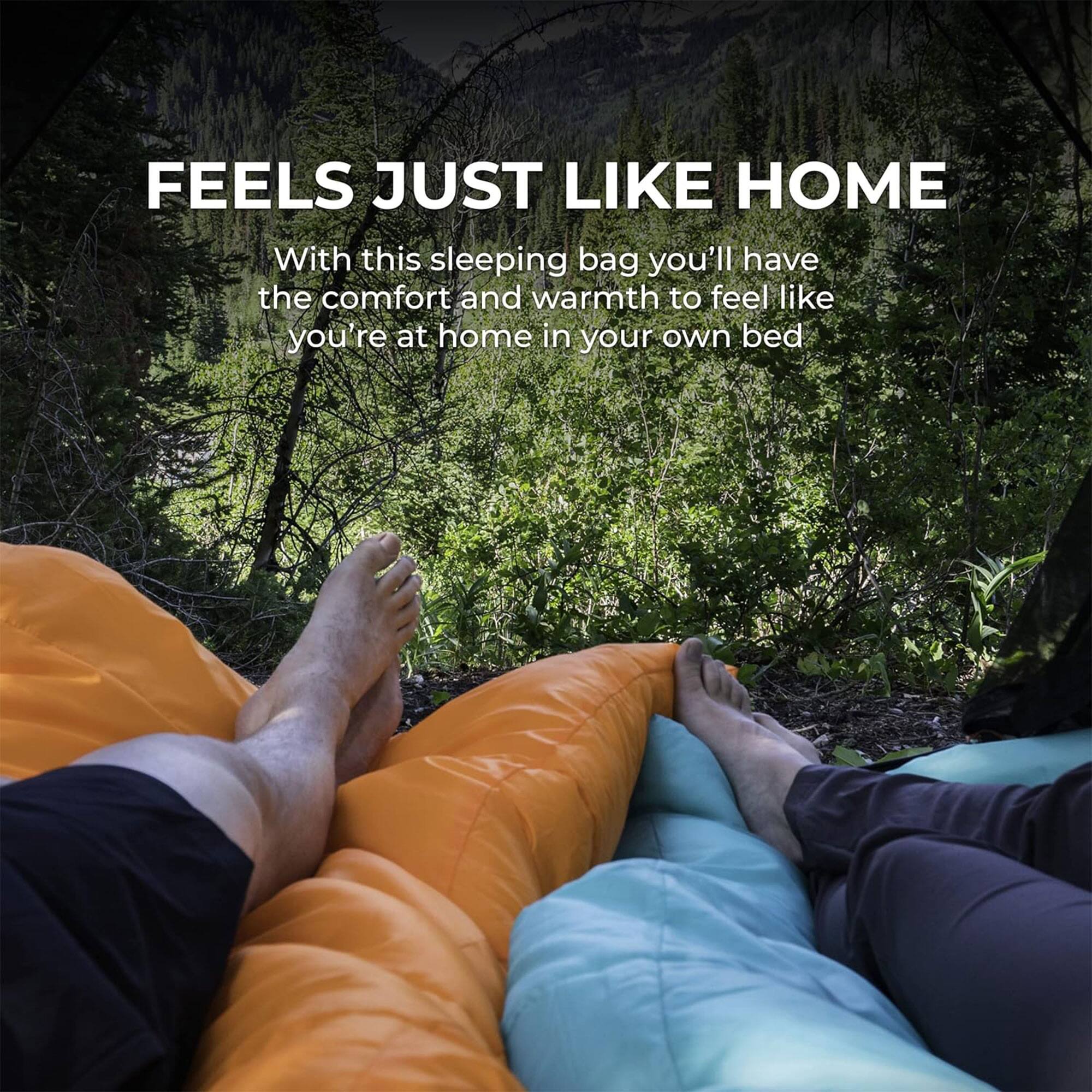 FEELS JUST LIKE HOME

With this sleeping bag you'll have the comfort and warmth to feel like you're at home in your own bed.