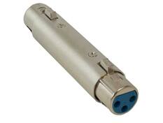 Front. Cable Leader - XLR Female to Female Gender Changer Coupler, 3-Pin, Fully Molded - Silver.