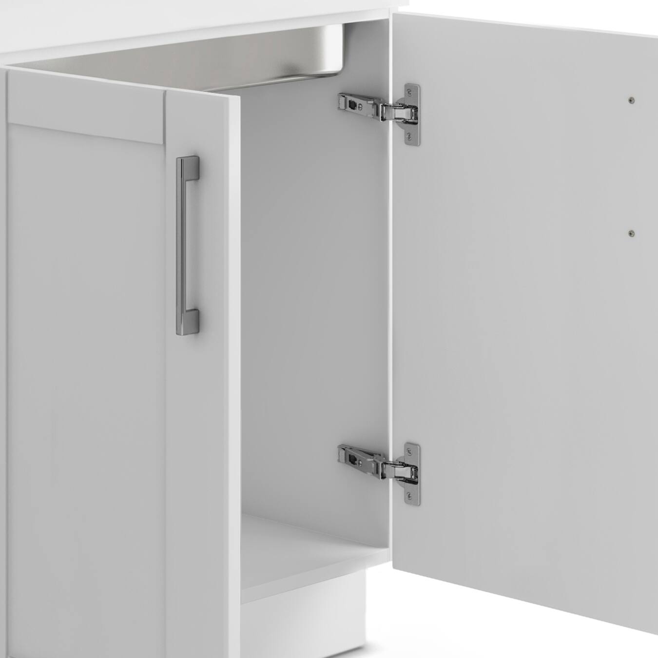 Alt View 4. Simpli Home - Modern Wide Shaker All-In-One 28-inch Laundry Utility Sink and Cabinet - Pure White.