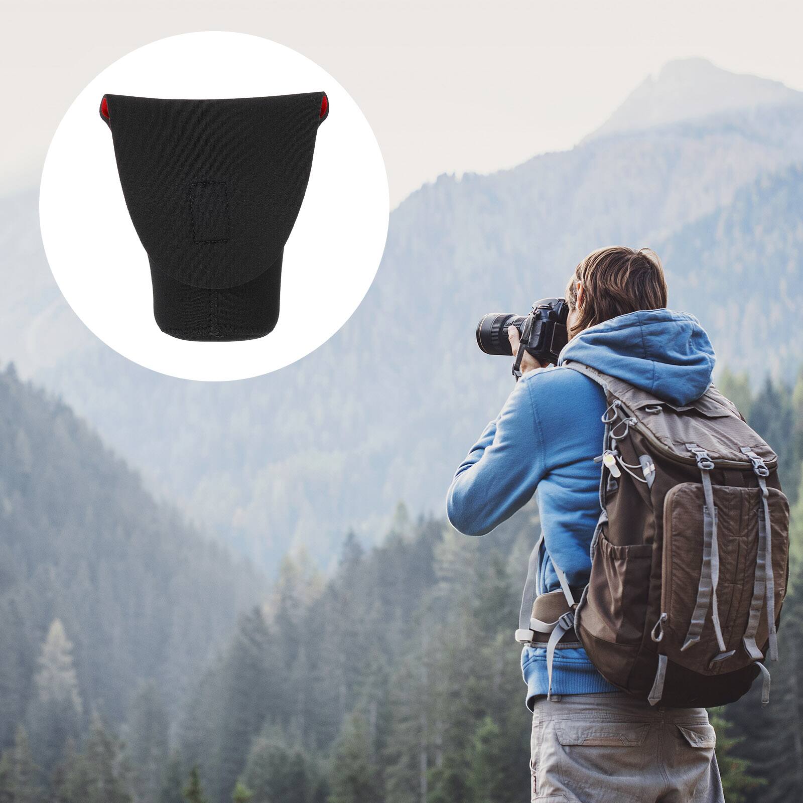 Alt View 6. Unique Bargains - Lens Pouch Bag Set, 5pcs Shockproof Neoprene Camera Lens Cases with Hook and Loop for SLR Lens, Water Cups - Black,Red.