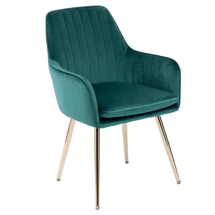 Boyel Living Velvet & Faux Leather Mid Back Dining Chairs with Gold ...