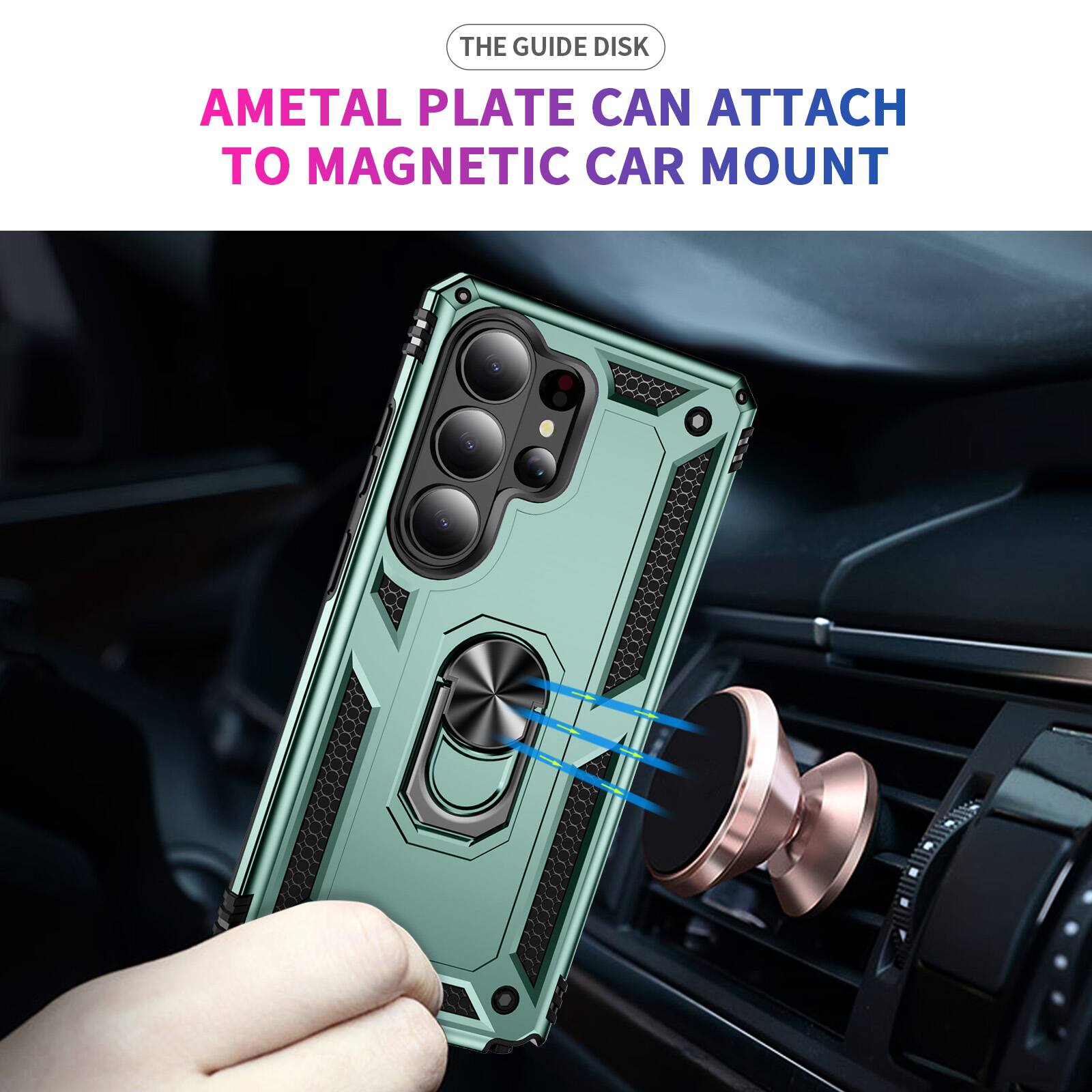 THE GUIDE DISK  
AMETAL PLATE CAN ATTACH TO MAGNETIC CAR MOUNT