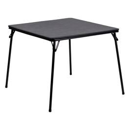 Emma + Oliver - Foldable Card Table with Vinyl Table Top - Game Table - Portable Table - Black