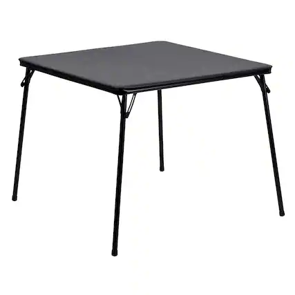 Front. Emma + Oliver - Foldable Card Table with Vinyl Table Top - Game Table - Portable Table - Black.