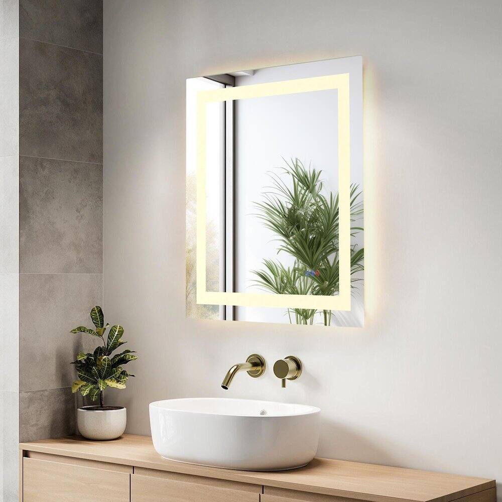 Alt View 10. Elegant Kitchen and Bath - Riven 30X27 Led Mirror, Adjustable Color 3000K/4200K/6400K - White.