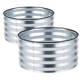 Costway - 2 Pack Galvanized Raised Garden Bed Kit with Open-Ended Base for Vegetables Flowers - Silver