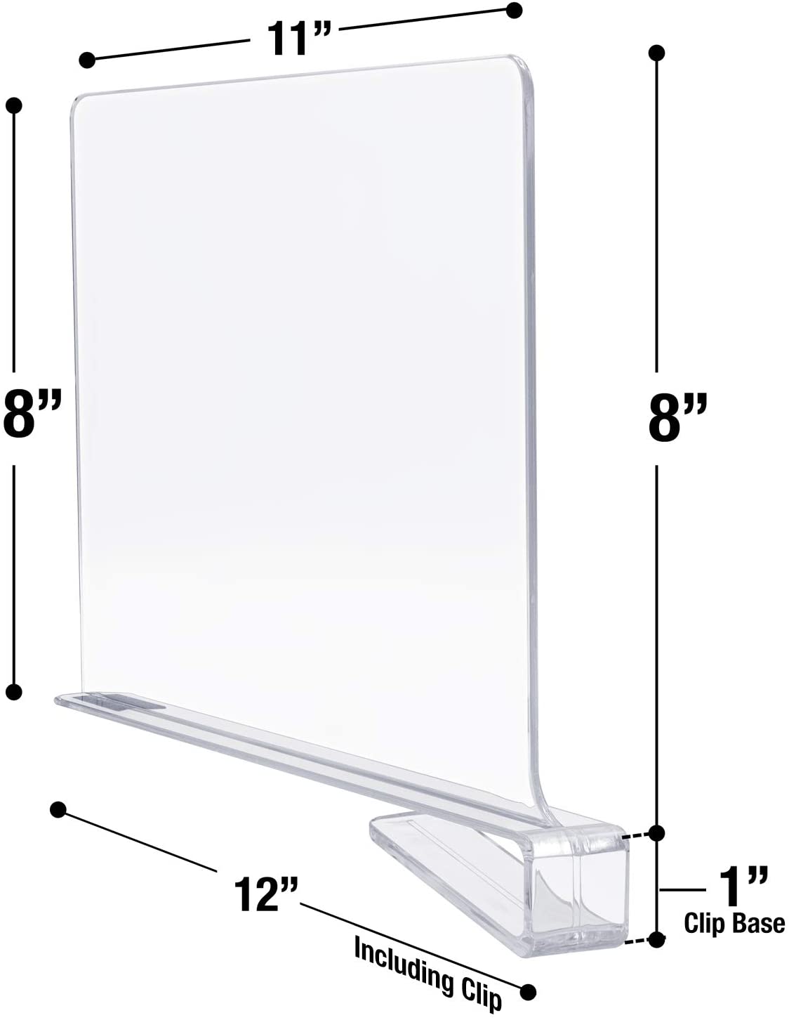 11"  
8"  
8"  
12" Including Clip  
1" Clip Base