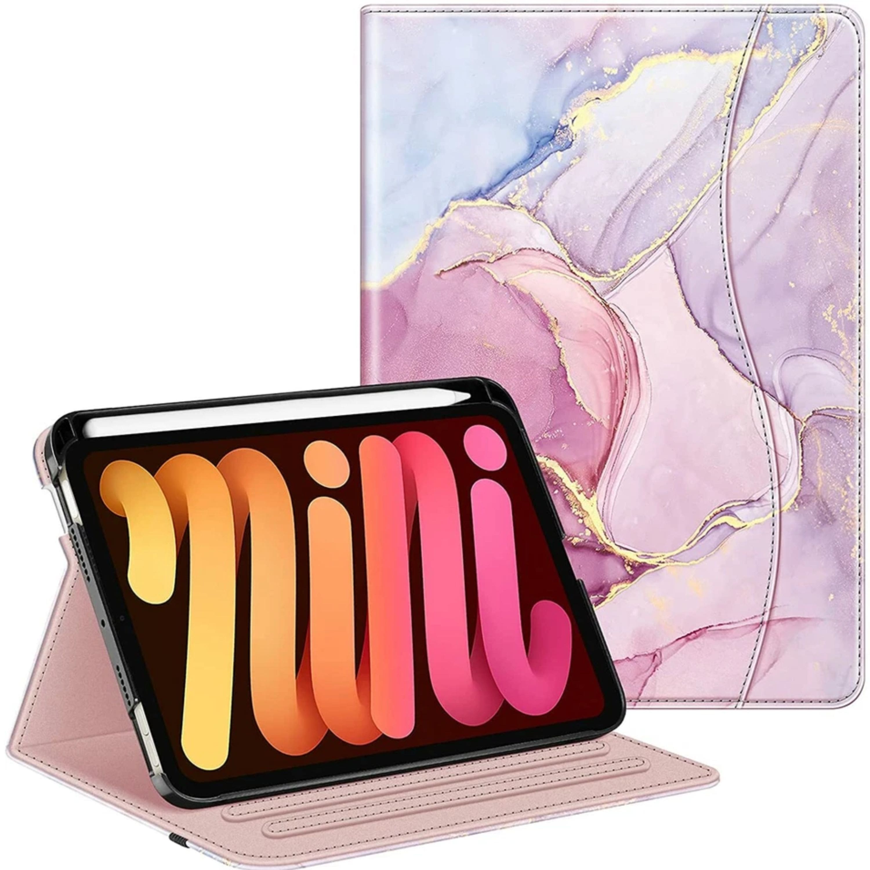 Kitcheniva - Protective Folio Case for iPad Mini 7 2024 Smart Stand Cover With Pencil Holder - Glittering Marble price history on PriceWatchPro