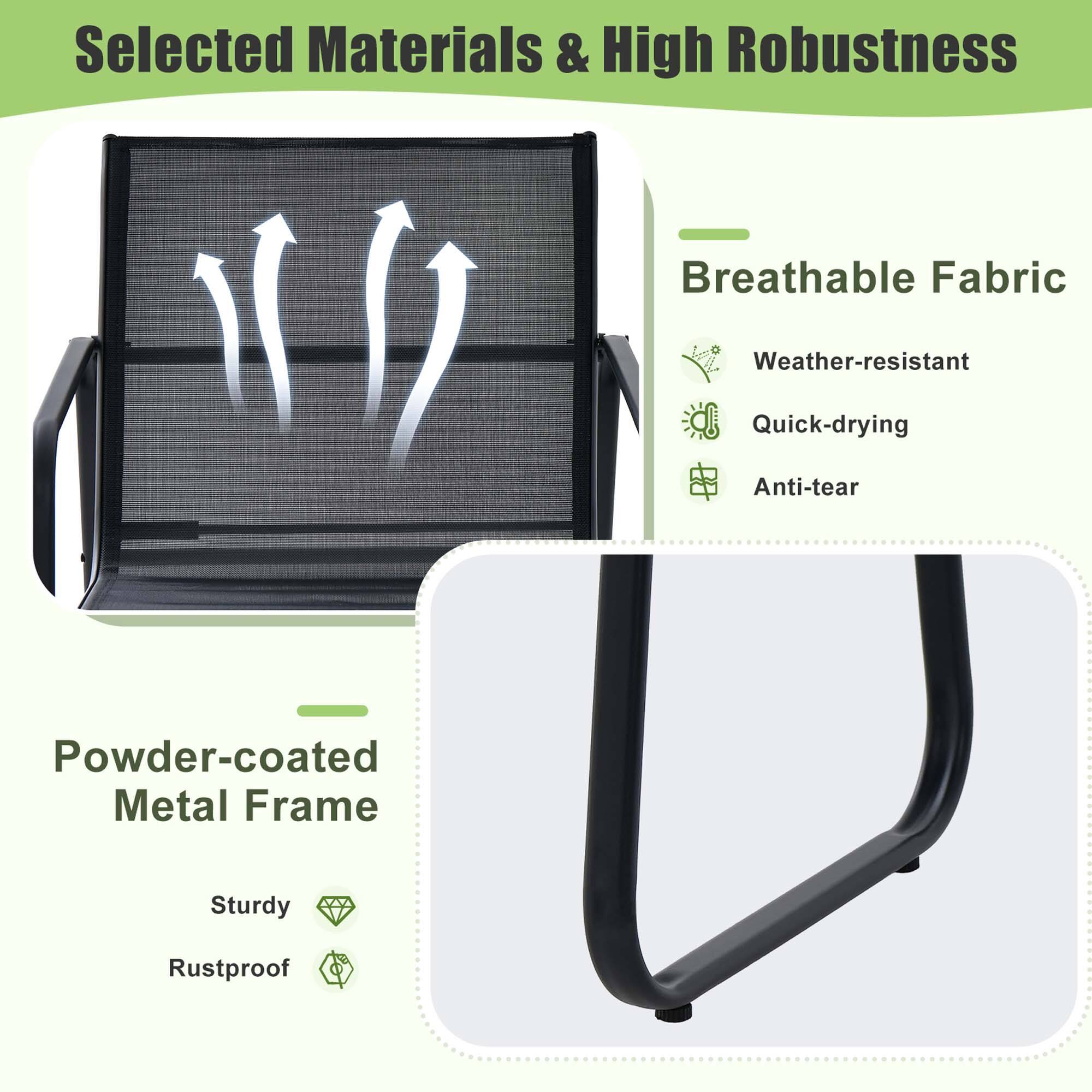 Selected Materials & High Robustness - Breathable Fabric Weather-resistant Quick-drying Anti-tear Powder-coated Metal Frame Sturdy Rustproof