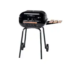 Americana Grills - Americana The Swinger Portable Charcoal BBQ Grill w/ One Side Table, Black