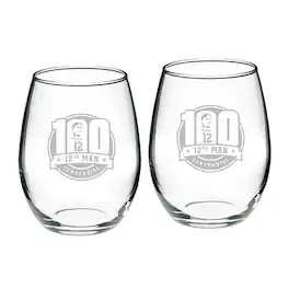 Jardine - Texas A&M Aggies 12th Man Centennial 2-Piece 21oz. Stemless Wine Glass Set - Multicolor