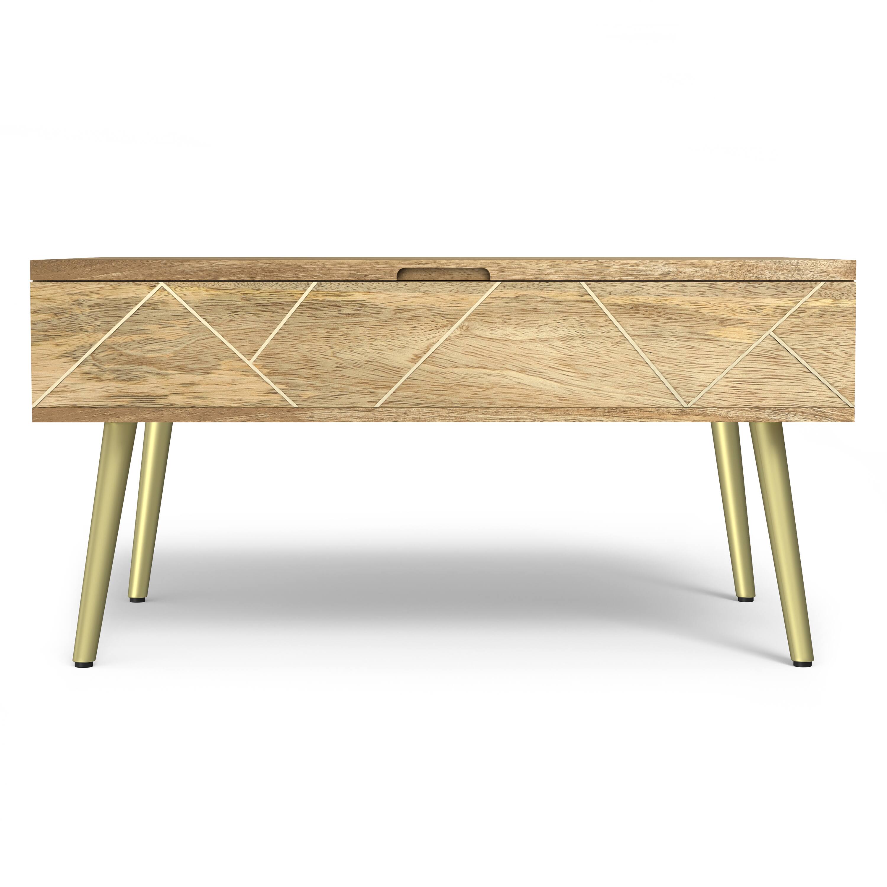 Left. Simpli Home - Jager SOLID MANGO WOOD 36 inch Wide Rectangle Contemporary Modern Lift Top Coffee Table in Natural - Natural.