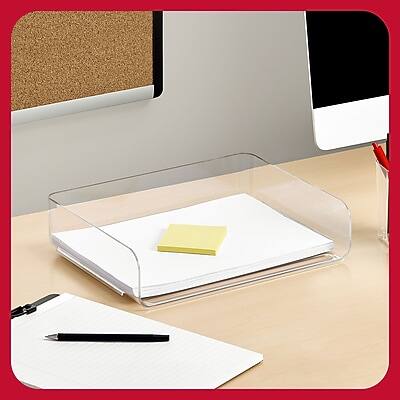 Alt View 2. TRU RED - Side Load Stackable Plastic Letter Tray, Clear - Clear.