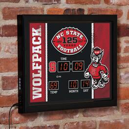 Evergreen Enterprises - NC State Wolfpack 15" x 19" Bluetooth Scoreboard Wall Clock - Brown