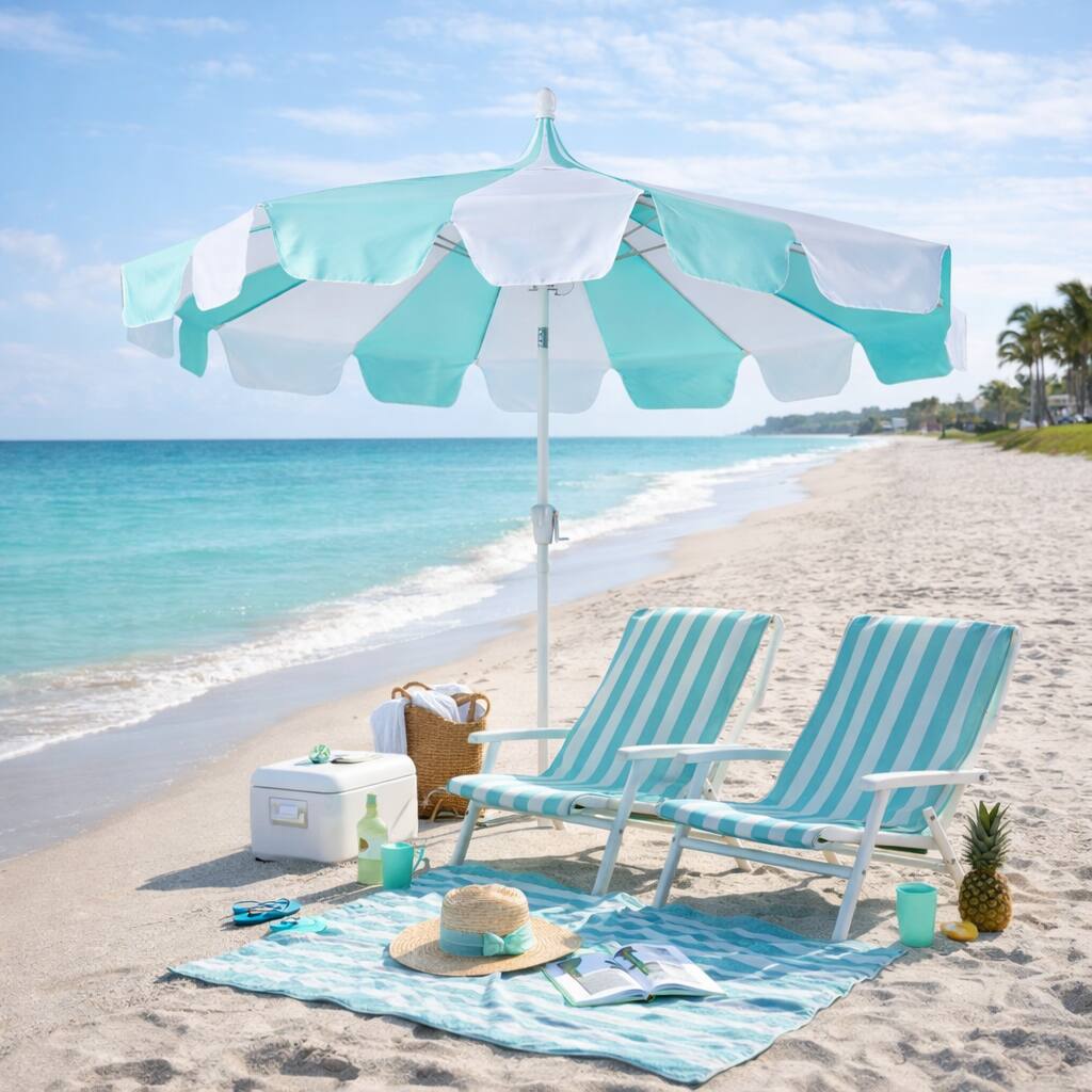 Alt View 4. Mondawe - 10 ft. Pagoda Patio Umbrella with Crank Lift and Tilt Adjustable - Aqua.
