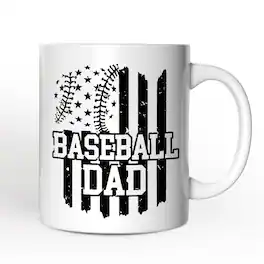 OrnamentallyYou - Baseball Dad Mug, Patriotic Gift for Sports Fathers - White